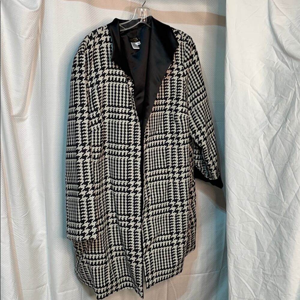 Tamotsu 18w black white check satin details long
